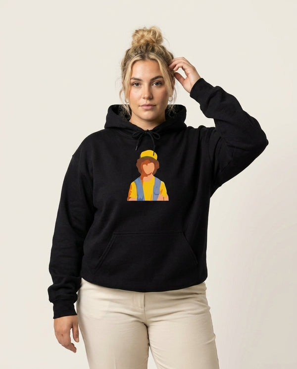 Faceless Dustin - Stranger Things Hoodie — Black Front, worn