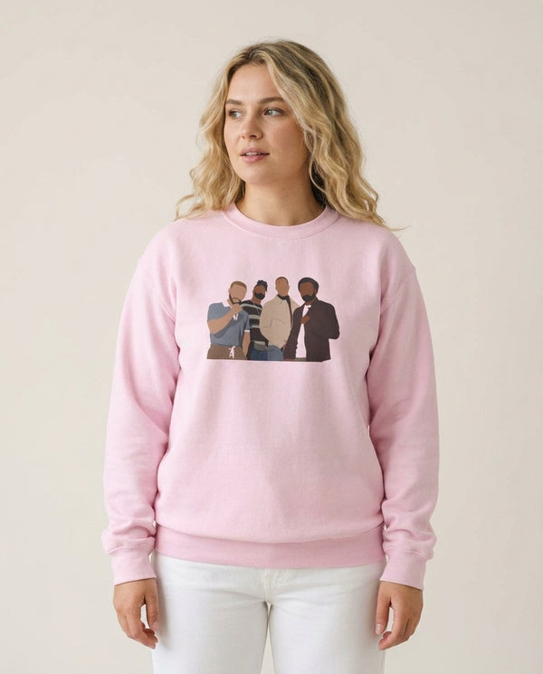 JLS Members Inspired Sweatshirt — Pink Front, worn