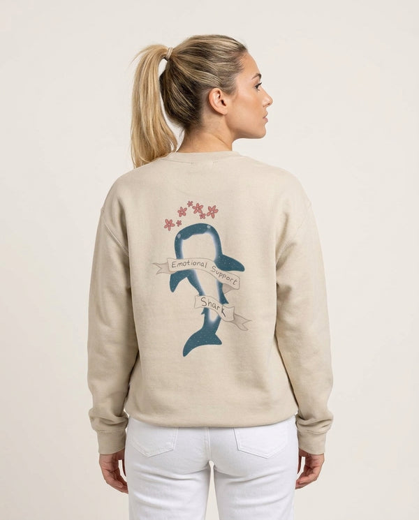 Emotional Support Shark Sweatshirt Sand Back, worn