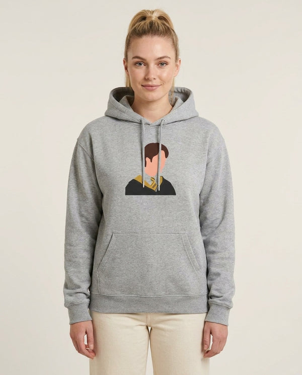 Cedric Diggory Hoodie — Grey Front, worn
