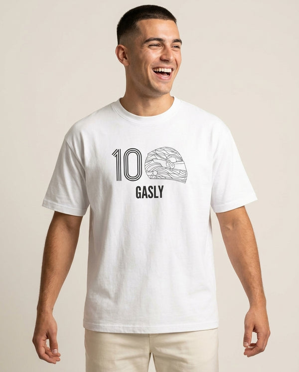 Gasly Helmet 2026 T-Shirt — White Front, worn