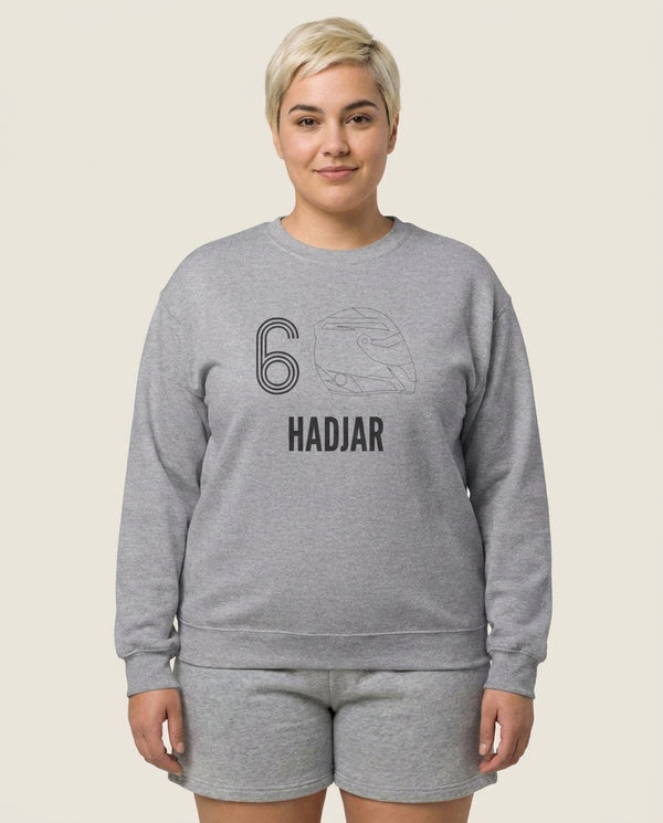 Hadjar Helmet 2026 Sweatshirt — Grey Front, worn