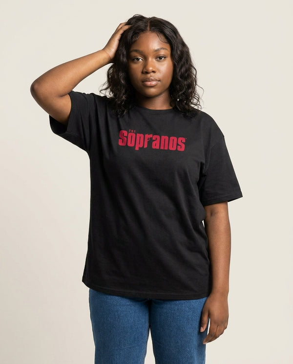 Title Screen T-Shirt — Black Front, worn