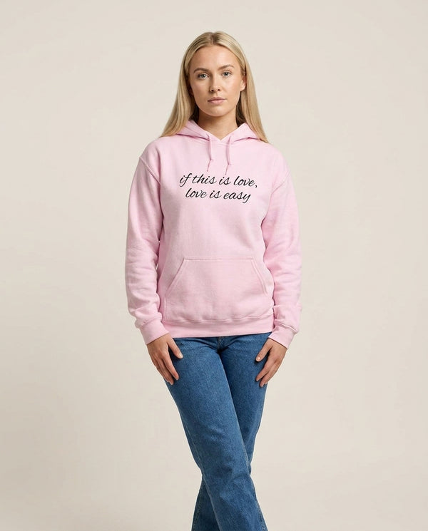 If This Is Love, Love Is Easy - McBand Hoodie — Pink Front, worn