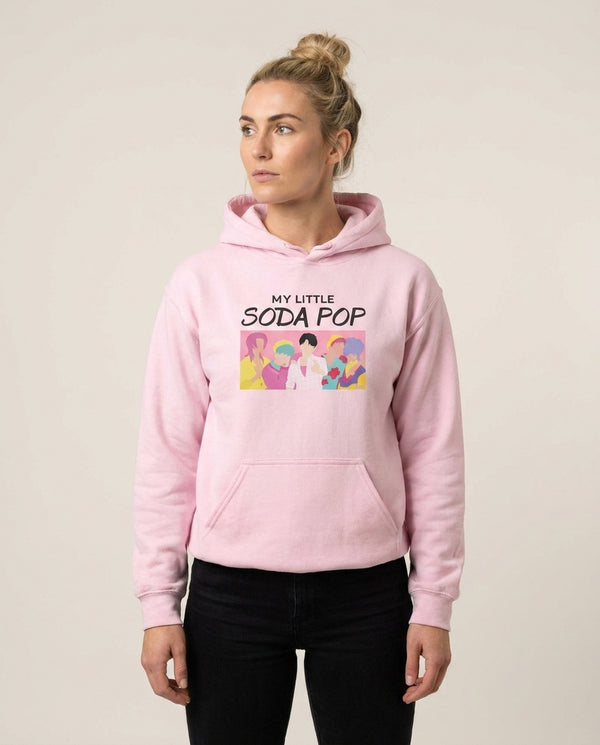 My Little Soda Hoodie — Pink Front, worn