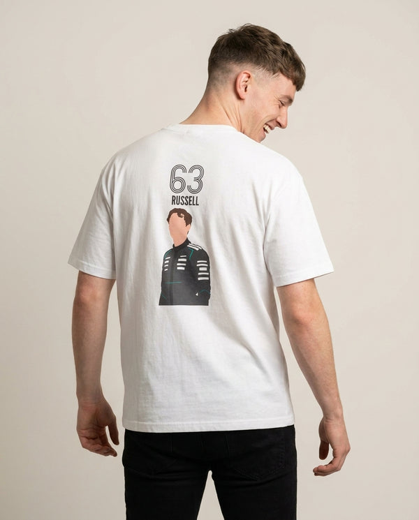 Russell 2026 T-Shirt — White Back, worn