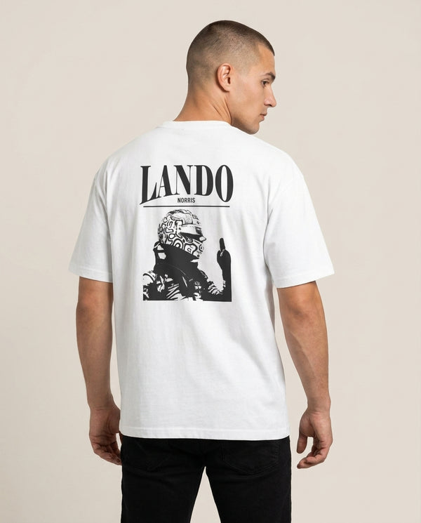 Lando Black And Green  T-Shirt — White Back, worn