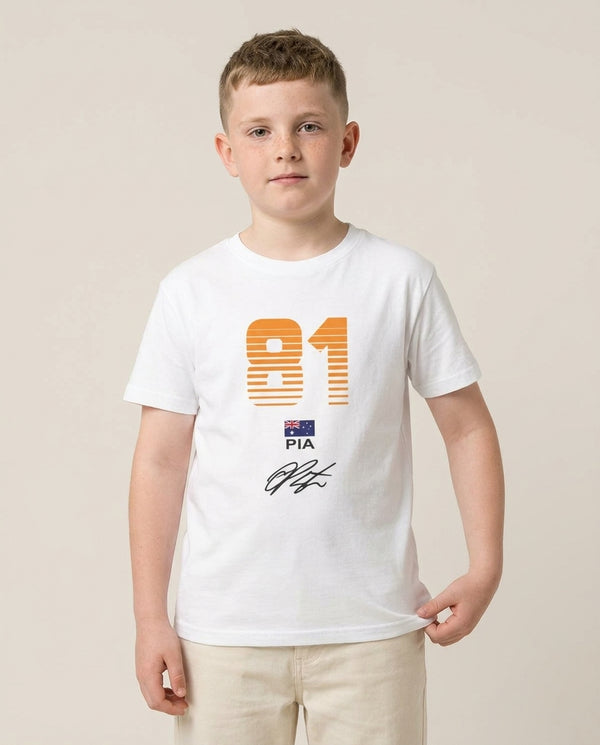 Piastri - F1 Kids T-Shirt — White Front, worn