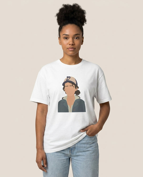 Clementine - TWD T-Shirt — White Front, worn