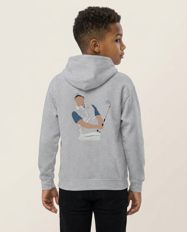 Mcllroy - Golf Kids Hoodie — Grey Back, worn