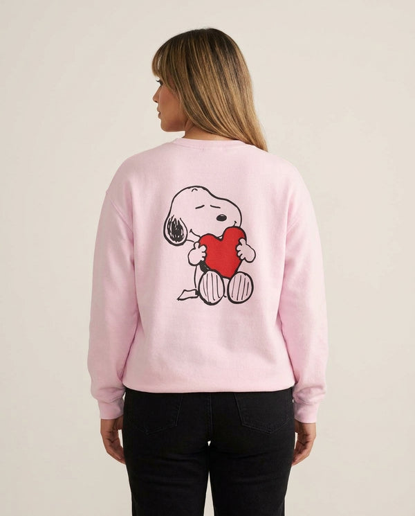 Snoopy - Valentine's Day Sweatshirt — Pink Back, worn