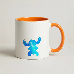 Watercolour Blue Alien Disney Coffee Orange Mug