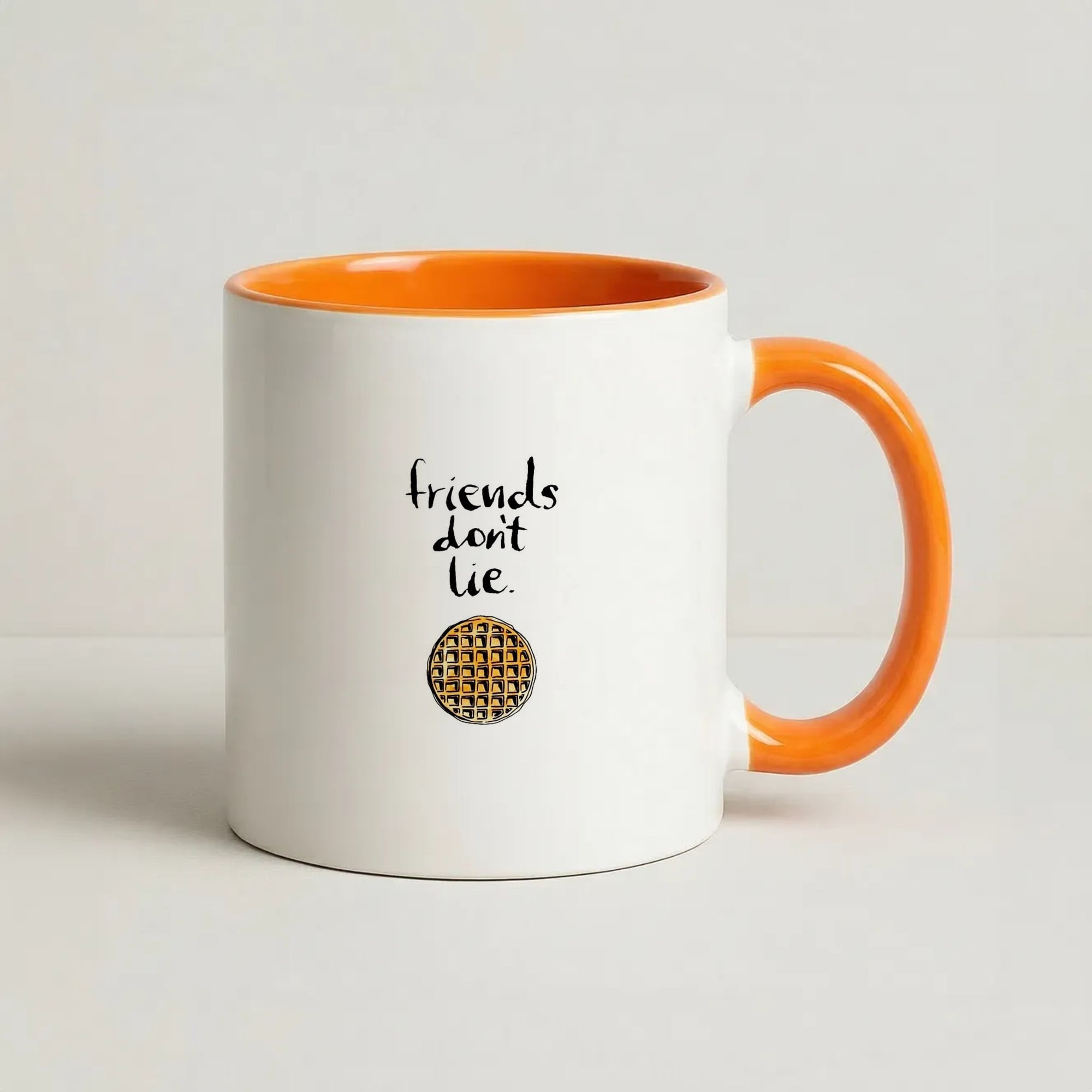 Friends Don't Lie Waffle Coffee Orange Mug