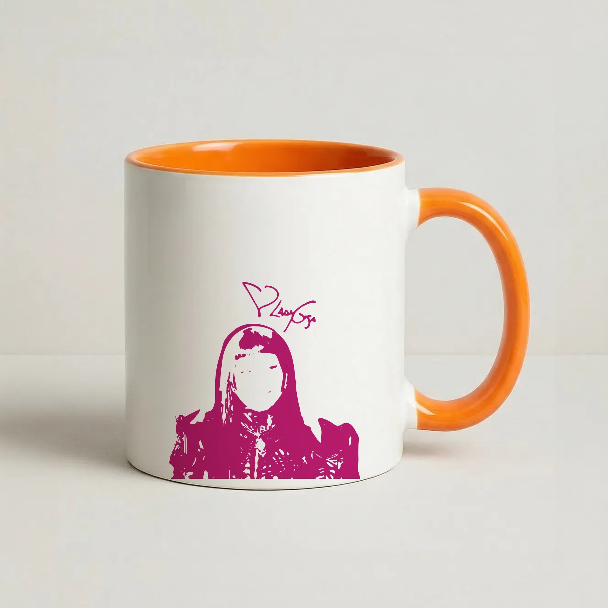 Black Gaga Silhouette  Coffee Orange Mug