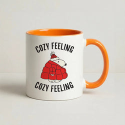 Cozy Feeling Cartoon Beagle Puffer Jacket Coffee Orange Mug