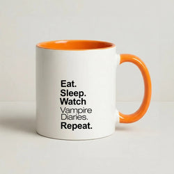 Eat Sleep Watch VPD Repeat Coffee Orange Mug