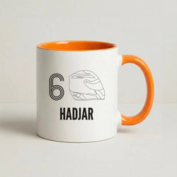 Hadjar Helmet 2026 Coffee Orange Mug
