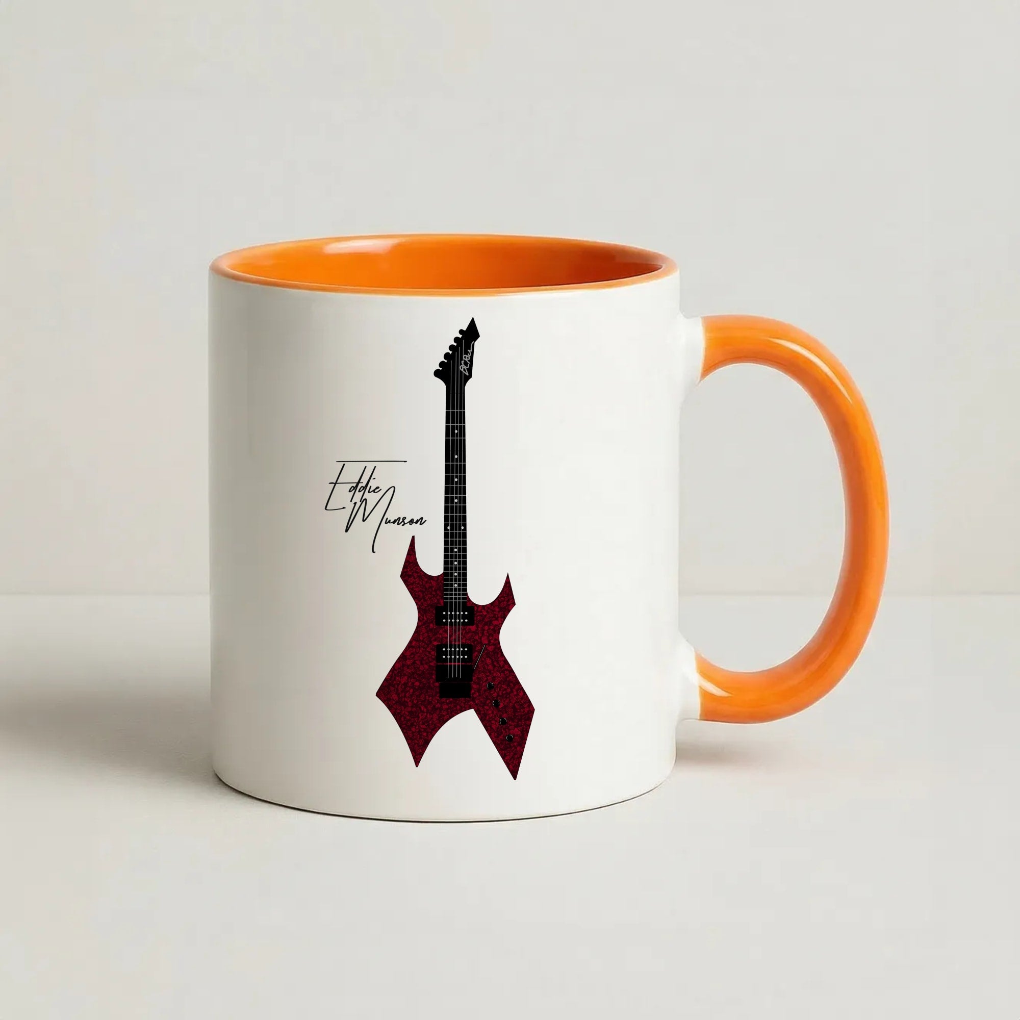 Eddie Munson Guitar Coffee Orange Mug