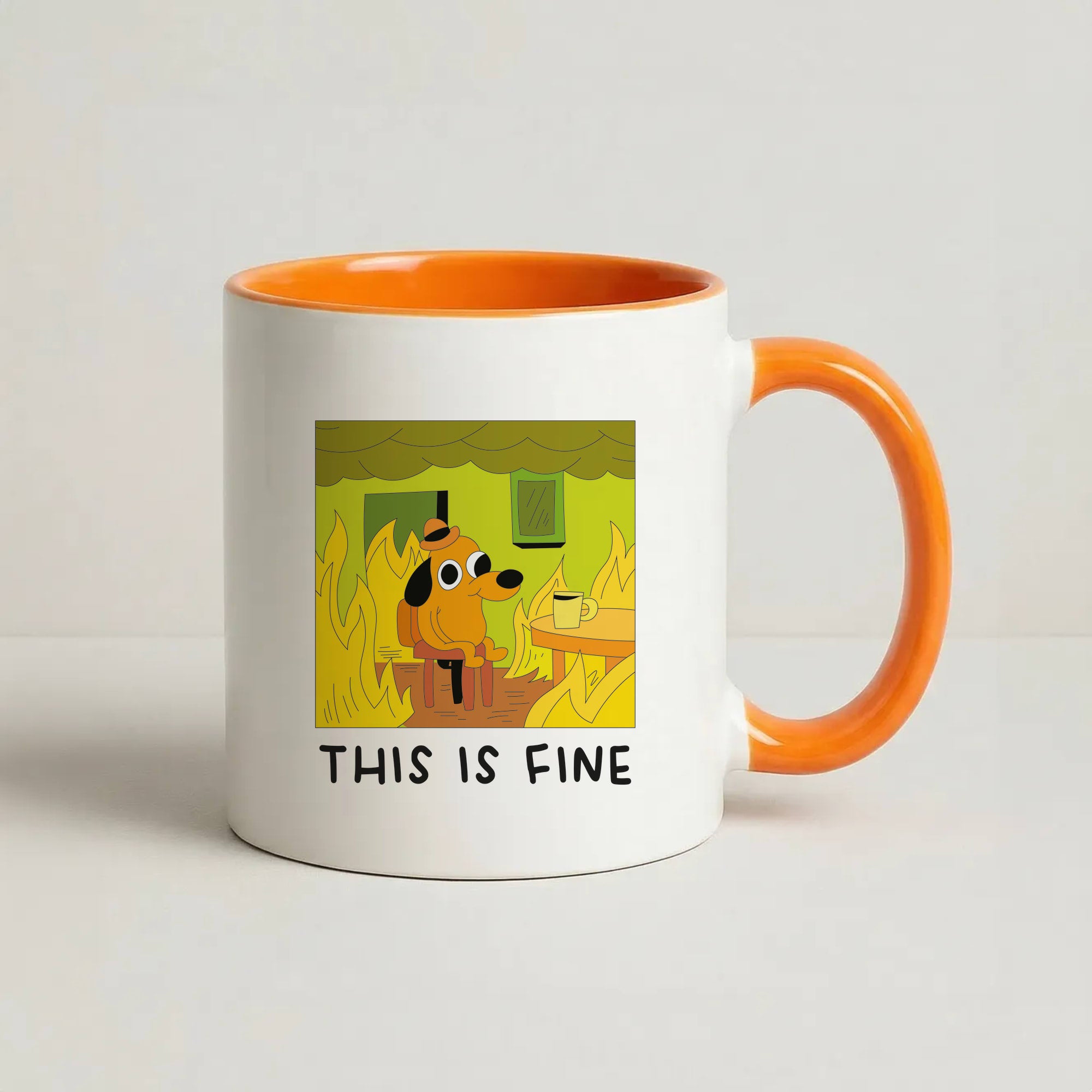 This Is Fine - Memes Coffee Orange Mug