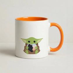Baby Yoda - Personalised Couples Coffee Orange Mug