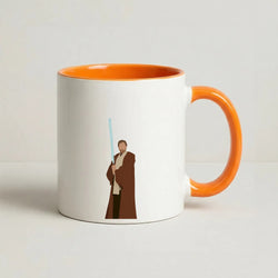 Kenobi Blue Lightsaber Coffee Orange Mug