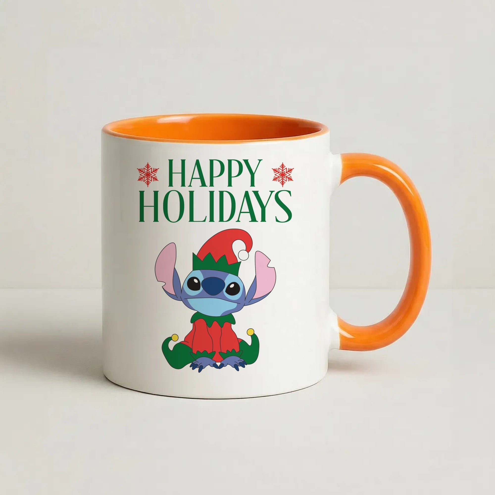 Cute Blue Alien Elf Coffee Orange Mug