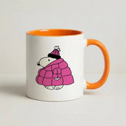 Cartoon Beagle Puffer Jacket Pink Mug 7