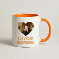 I Love My Boyfriend - Personalised Couples Coffee Orange Mug