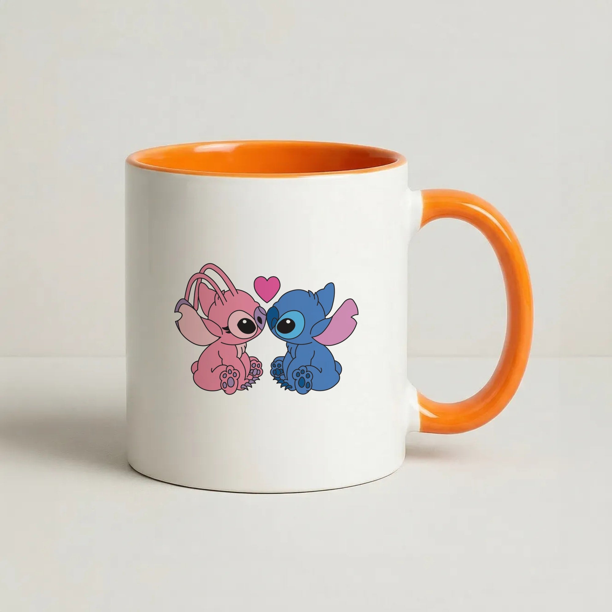 Angel And Blue Alien - Black Alien Coffee Orange Mug