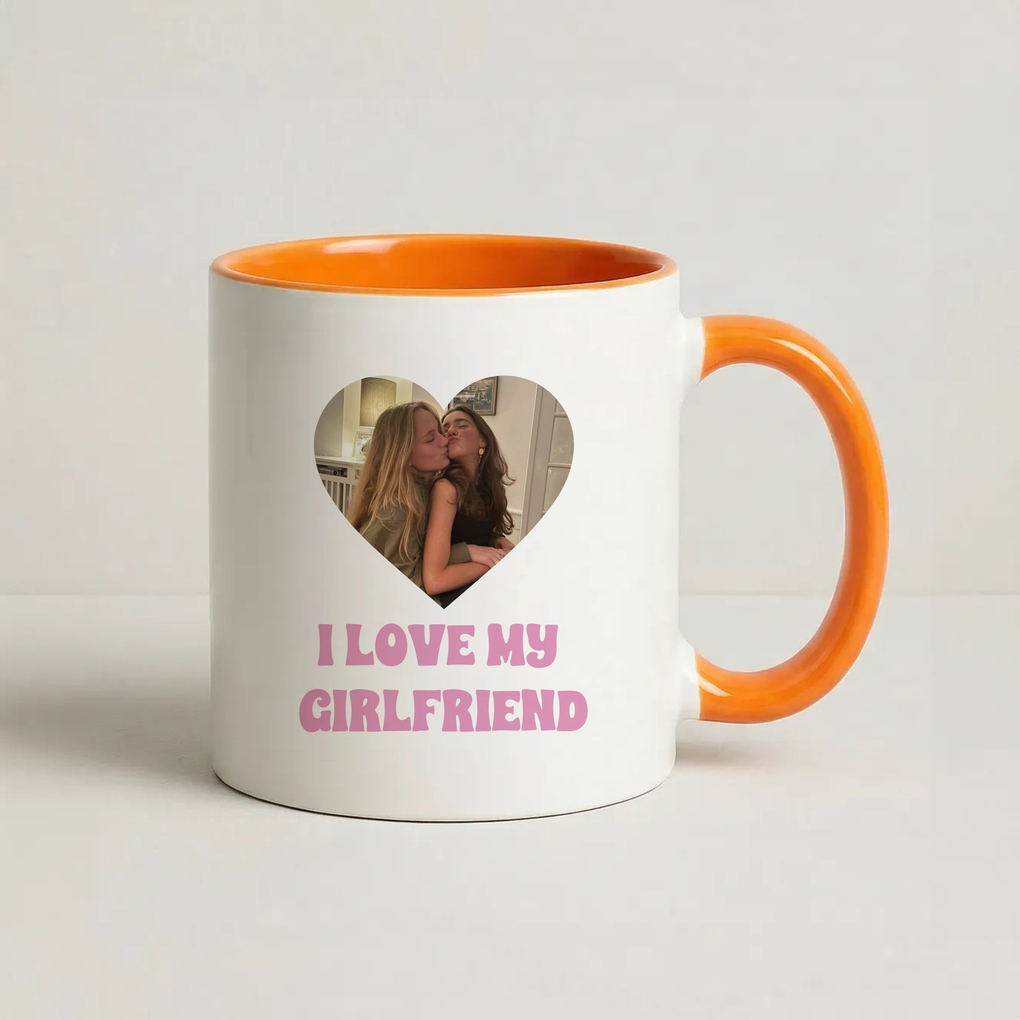 I Love My Girlfriend - Personalised Couples Coffee Orange Mug
