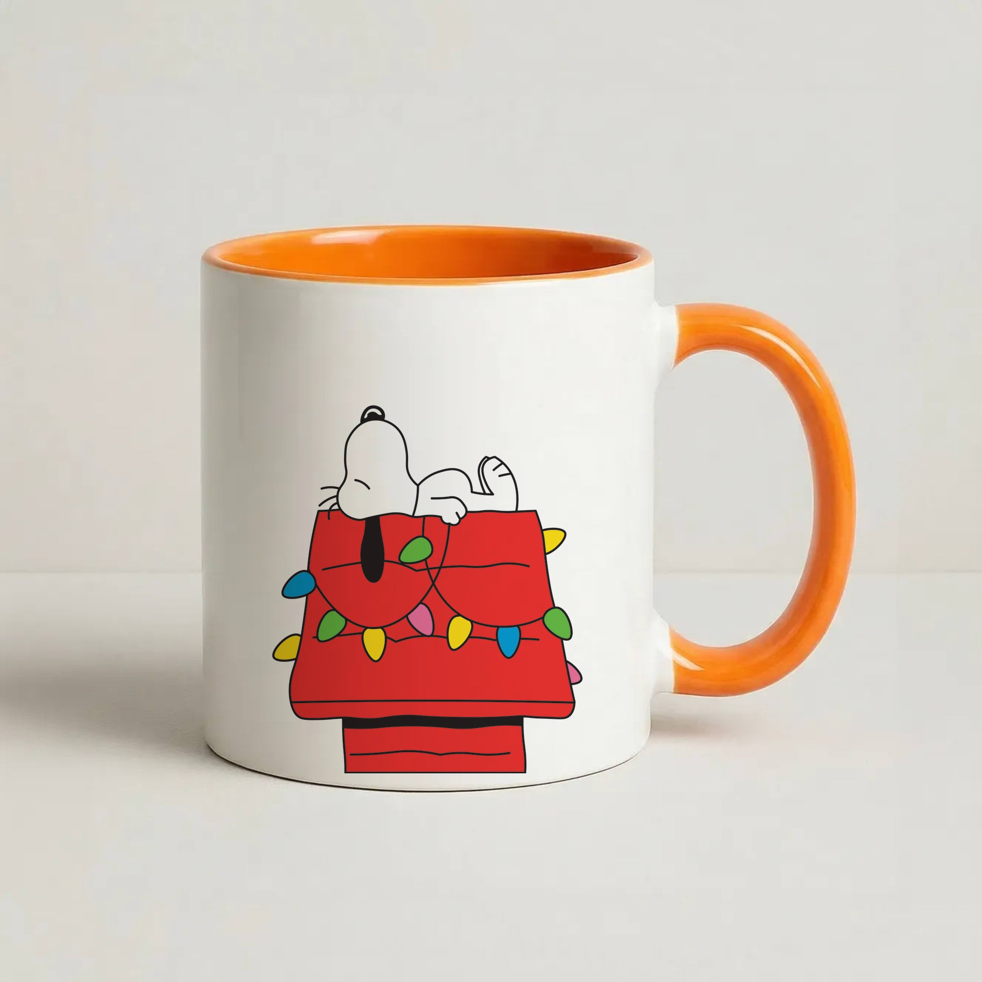 Cartoon Beagle Fairylights Coffee Orange Mug