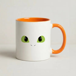 Black Fury Dragon Face Coffee Orange Mug