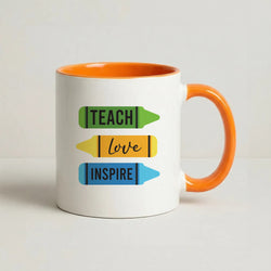 Teach, Love, Inspire Coffee Orange Mug