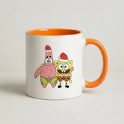 Cartoon Sponge And Starfish Christmas Hats Mug 7