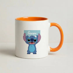 Standing Blue Alien - Personalised Disney Coffee Orange Mug
