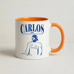 Carlos White And Blue Coffee Orange Mug