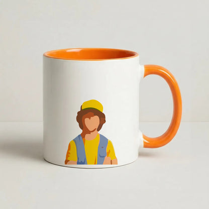 Faceless Dustin - Stranger Things Coffee Orange Mug
