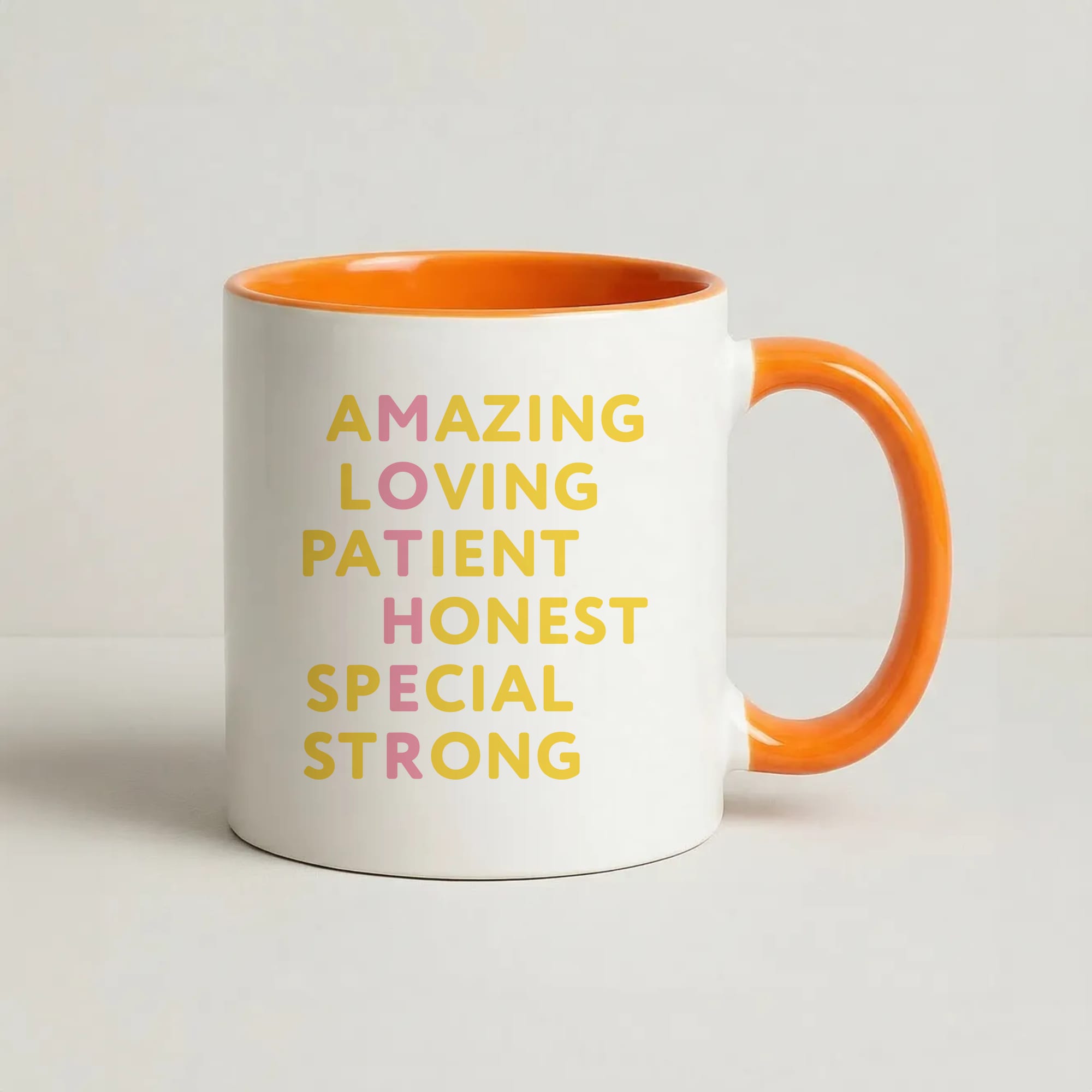 Mother Anagram Coffee Orange Mug