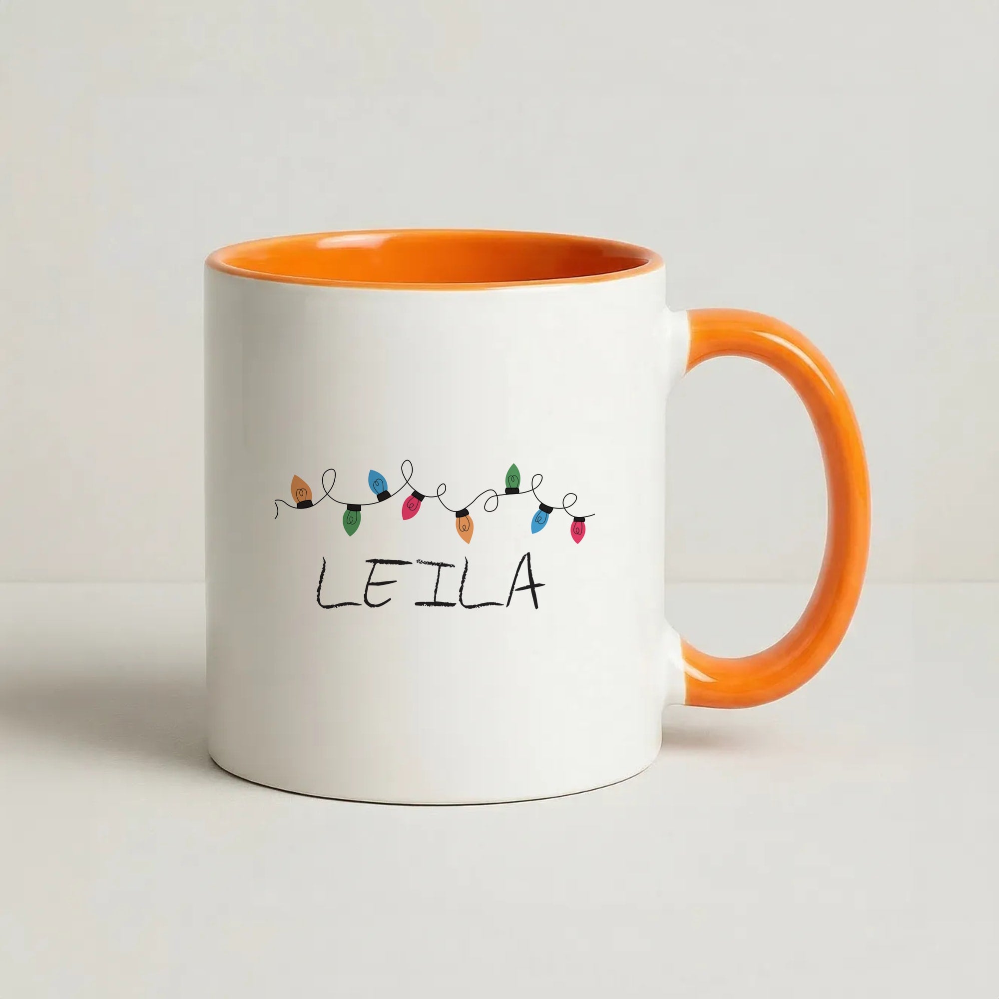 Fairy Lights - Personalised Stranger Coffee Orange Mug