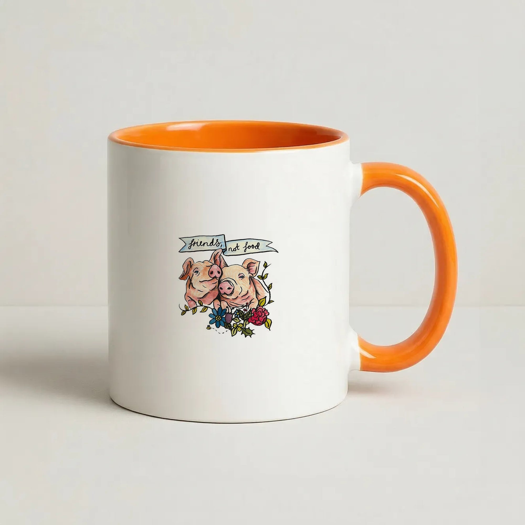 Friends Not Food - Vegan Coffee Orange Mug
