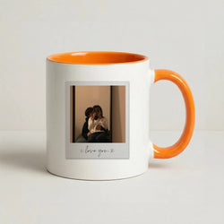 I Love You Polaroid - Personalised Couples Coffee Orange Mug