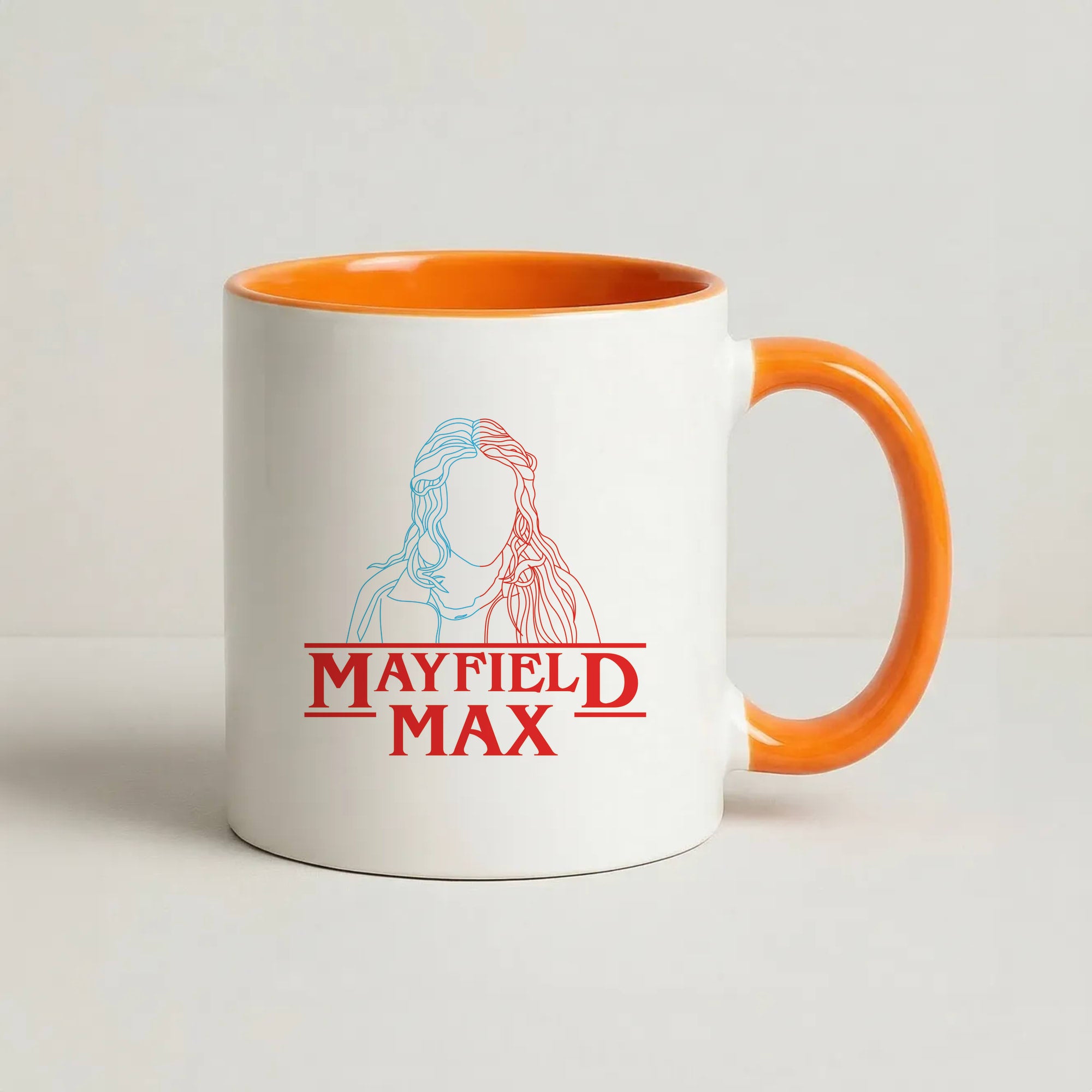 Blue And Red Max Coffee Orange Mug