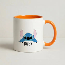 Blue Alien - Personalised Disney Coffee Orange Mug