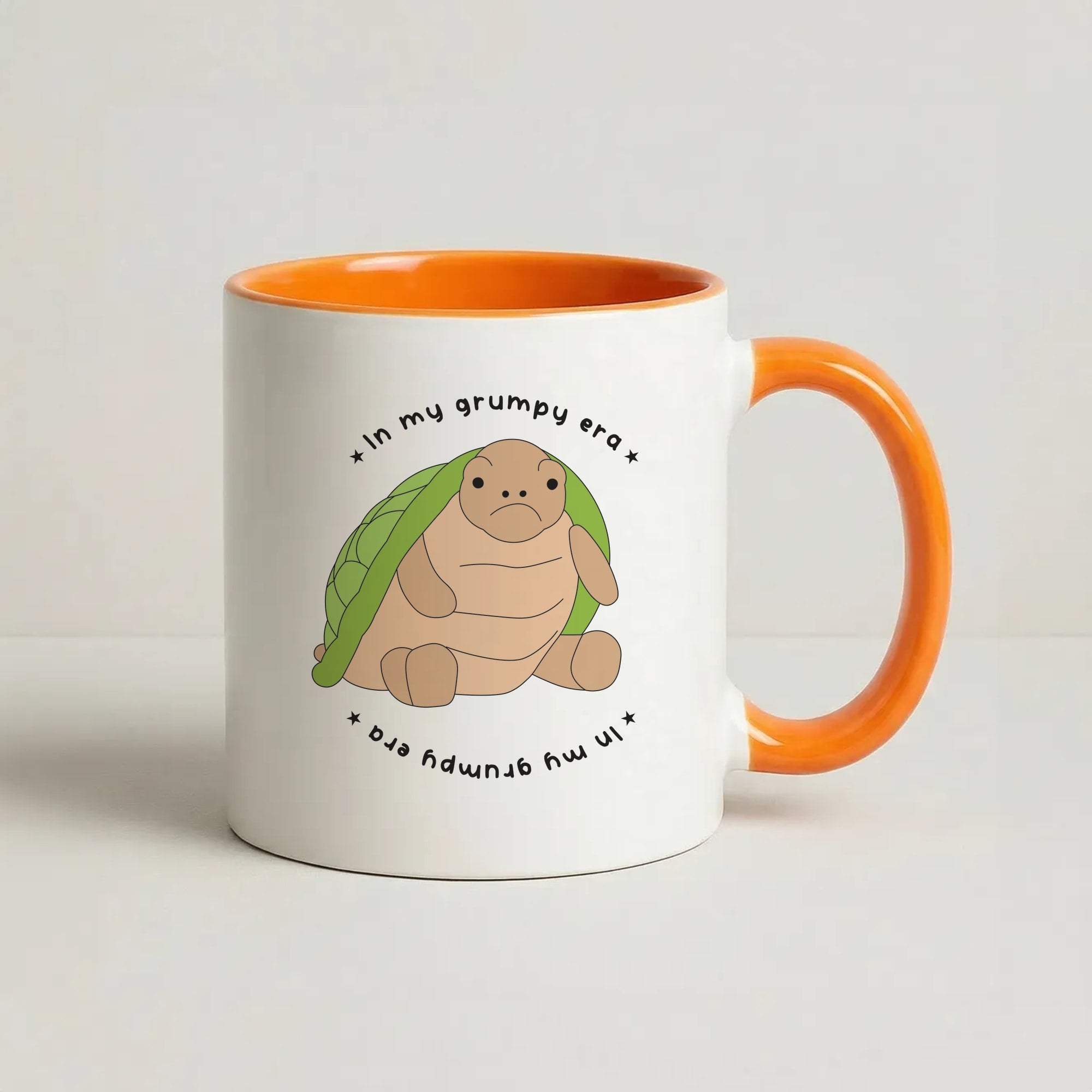 Grumpy Era Turtle Coffee Orange Mug