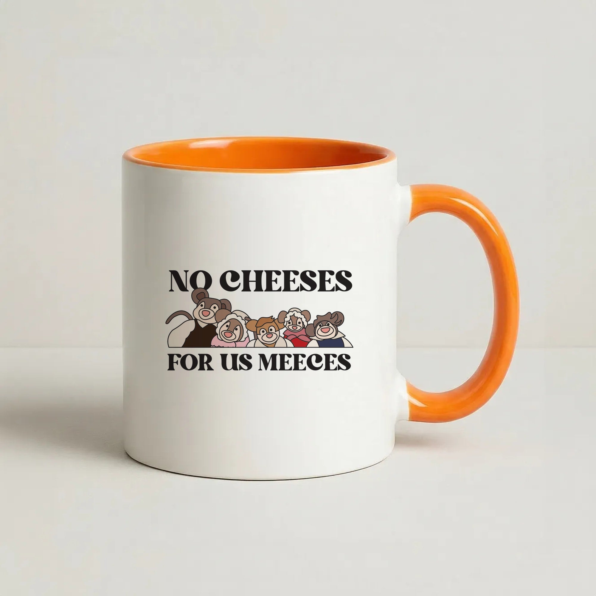 No Cheeses For Us Meeces II Coffee Orange Mug