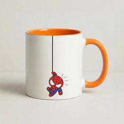 Blue Hanging Spider Hero Coffee Orange Mug