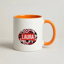 Collage - Personalised Superhero Comic Coffee Orange Mug