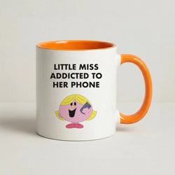 Little Miss Addicted To Her Phone - Aesthetic Quote Coffee Orange Mug