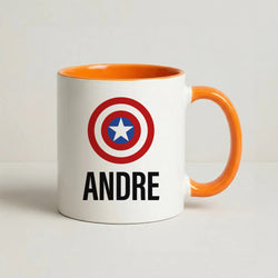 Captain America - Personalised Superhero Comic Coffee Orange Mug
