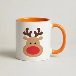 Rudolph Face - Christmas Coffee Orange Mug